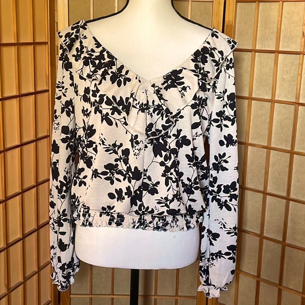 Melloday Top Blouse Ruffles Floral Top